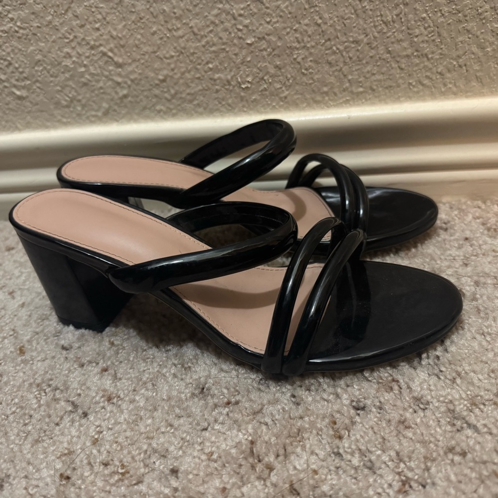 Black strap heels